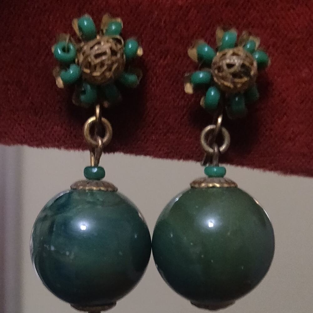 Vintage Green Drop Earrings